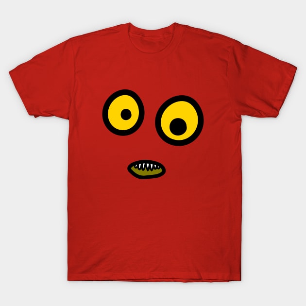 Monster Face - Yellow Eyed Yaz T-Shirt by helengarvey